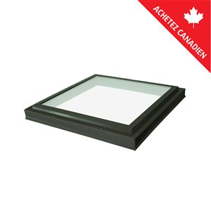 Puits de lumière fixe monté sur cadre 22.5 x 22.5, verre triple LoE3, cadre brun