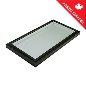 Puits de lumière fixe en verre trempé neat et monté sur cadre de Columbia, 22,5 po x 34,5 po, noir