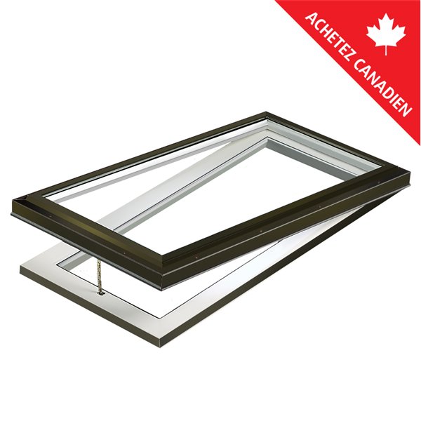 Columbia Triple Glazed Clear 22.5 x 46.5 Curb Mount Manual Venting Glass Skylight - Brown