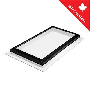 Columbia 22.5-in x 46.5-in Black Frame Fixed Self-Flashing Tempered Glass Skylight