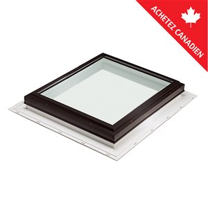 Puits de lumière fixe solin intégré 46.5 x 46.5, verre double transparent LoE3, cadre brun