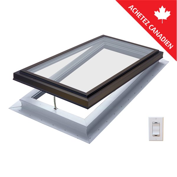 Columbia Triple Glazed Clear 22.5 x 46.5 Self Flashing Standard Electric Venting Glass Skylight