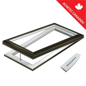 Puits de lumière monté sur cadre 22.5 x 46.5 ouverture électrique Deluxe, verre LoE3, cadre brun