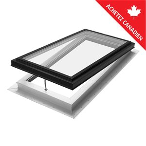 Columbia Triple Glazed Clear 22.5 x 46.5 Self Flashing Manual Venting Glass Skylight - Black