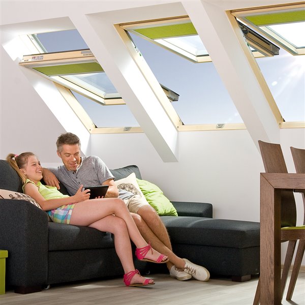 FAKRO 22 x 46-7/8 Deck Mount Top Hung Laminated Glass Roof Window