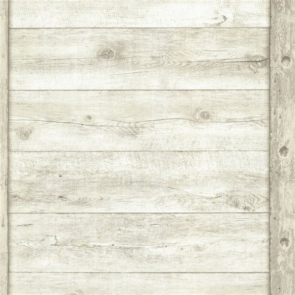 Papier peint non encollé et non tissé Absaroka Stones & Woods d'Advantage, effet bois, 56,4 pi², blanc cassé