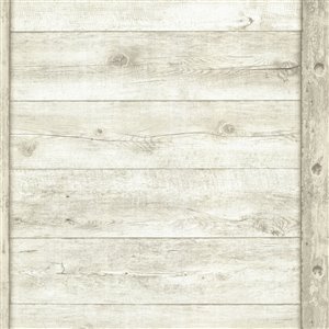 Advantage Stones & Woods Absaroka Non-Woven and Unpasted Wallpaper - Wood Pattern - 56.4-sq. ft. - Off-White