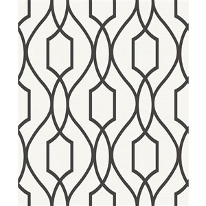 Advantage Geo Evelyn Non-Woven and Unpasted Wallpaper - Geometric Pattern - 56.4-sq. ft. - Black