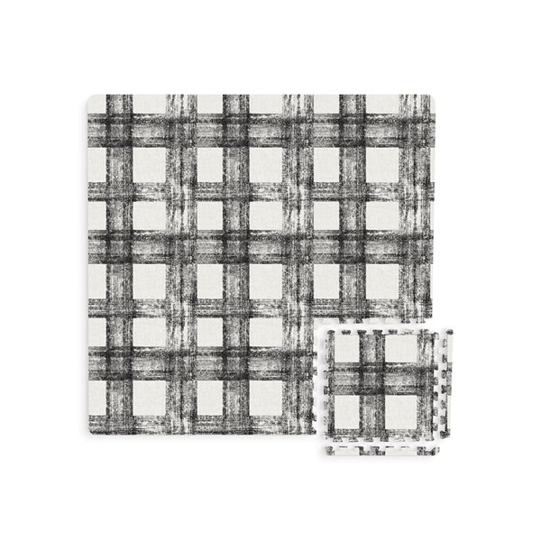 Tuile de mousse emboîtable Sawyer Plaid de FloorPops, intérieur, 3 pi x 3pi, noir et blanc