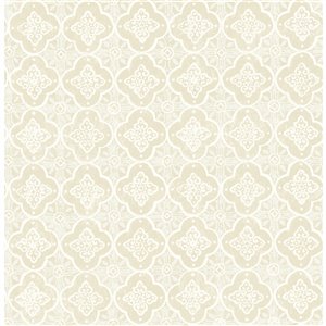 Papier peint non encollé et non tissé Seville Brewster Essentials d'Advantage, motif géométrique, 56,4 pi², beige/crème