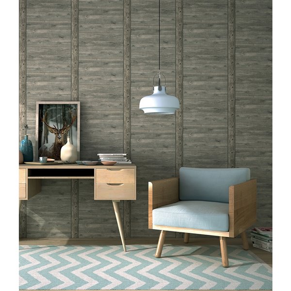 Advantage Stones & Woods Absaroka Non-Woven and Unpasted Wallpaper - Wood Pattern - 56.4-sq. ft. - Brown