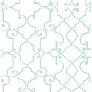 Papier peint non encollé et non tissé Lilles Brewster Essentials d'Advantage, motif géométrique, 56,4 pi², aqua