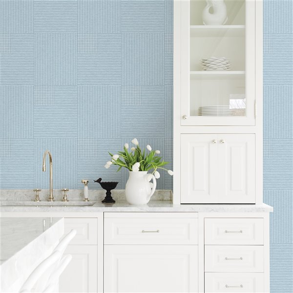 Advantage Geo Ronald Non-Woven and Unpasted Wallpaper - Geometric Pattern - 57.8-sq. ft. - Blue