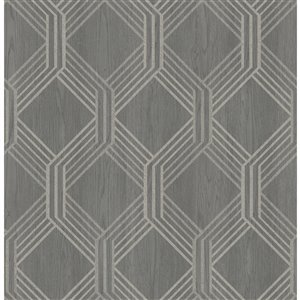 Papier peint non encollé et non tissé Colmar Brewster Essentials d'Advantage, motif géométrique, 56,4 pi², gris anthracite