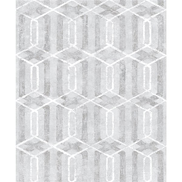 Advantage Geo Stormi Non-Woven and Unpasted Wallpaper - Geometric Pattern - 57.8-sq. ft. - Grey