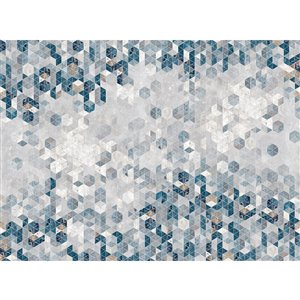 Murale non encollée Graphic d'Engblad & Co, 143 po x 105,6 po, gris/bleu