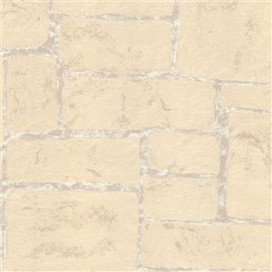 Advantage Stones & Woods Uwharrie  and Unpasted Wallpaper - Stone Pattern - 56.4-sq. ft. - Cream