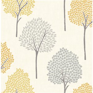 Papier peint non encollé et non tissé Andover Brewster Essentials d'Advantage, motif de lierre, 56,4 pi², moutarde
