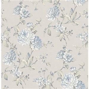 Papier peint non encollé et non tissé Mandir Brewster Essentials d'Advantage, motif floral, 56,4 pi², gris