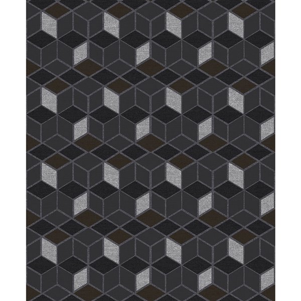 Papier peint non encollé et non tissé Joanne Geo d'Advantage, motif géométrique, 57,8 pi², gris anthracite