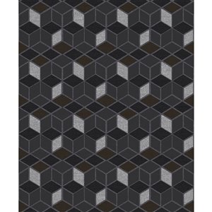 Papier peint non encollé et non tissé Joanne Geo d'Advantage, motif géométrique, 57,8 pi², gris anthracite