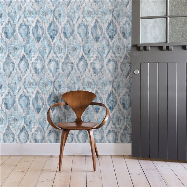 Advantage Geo Gilboa Non-Woven and Unpasted Wallpaper - Geometric Pattern - 57.8-sq. ft. - Blue