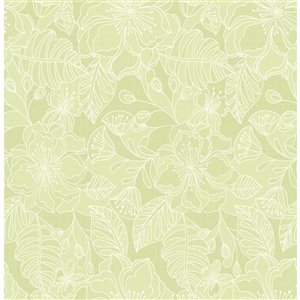 Papier peint non encollé et non tissé Toulouse Brewster Essentials d'Advantage, motif floral, 56,4 pi², citron vert