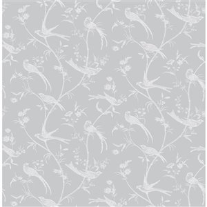 Papier peint non encollé et non tissé Norwich Brewster Essentials d'Advantage, 56,4 pi², gris clair