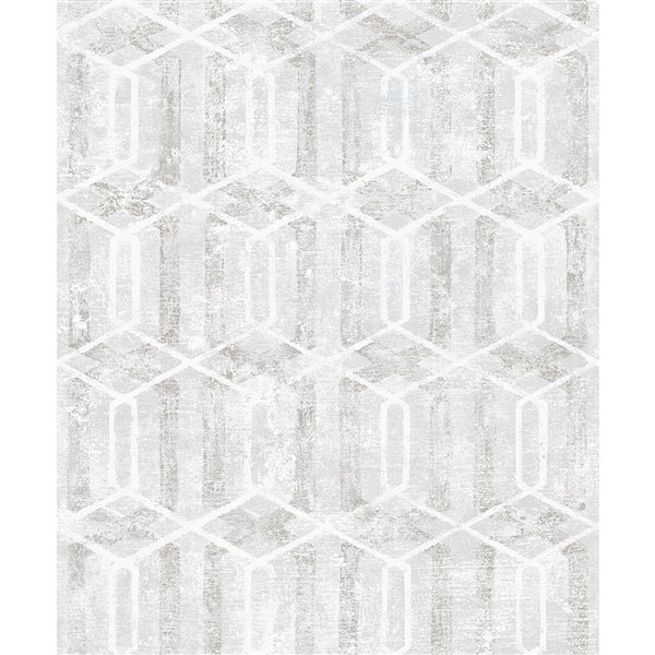 Advantage Geo Stormi Non-Woven and Unpasted Wallpaper - Geometric Pattern - 57.8-sq. ft. - Light Grey