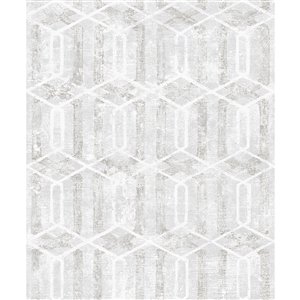 Advantage Geo Stormi Non-Woven and Unpasted Wallpaper - Geometric Pattern - 57.8-sq. ft. - Light Grey