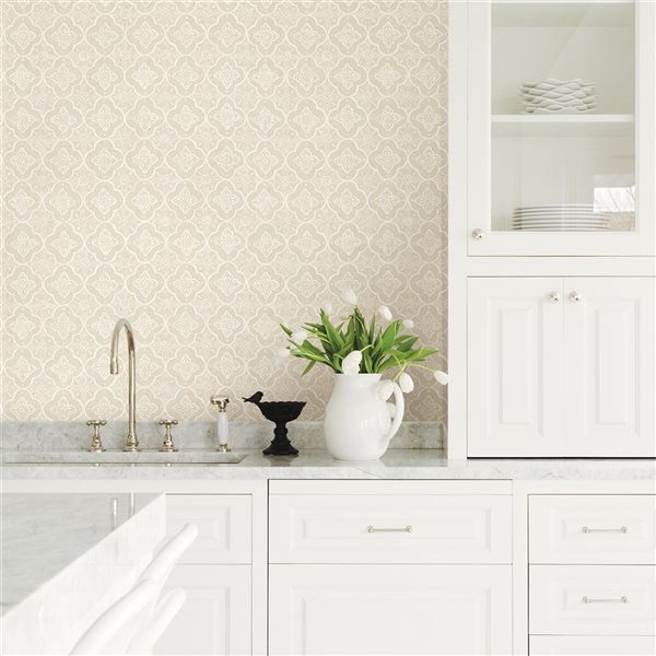 Advantage Brewster Essentials Seville Non-Woven and Unpasted Wallpaper - Geometric Pattern - 56.4-sq. ft. - Beige