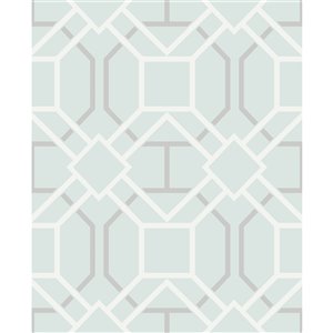 Advantage Geo Dauphin Non-Woven and Unpasted Wallpaper - Geometric Pattern - 56.4-sq. ft. - Light Blue