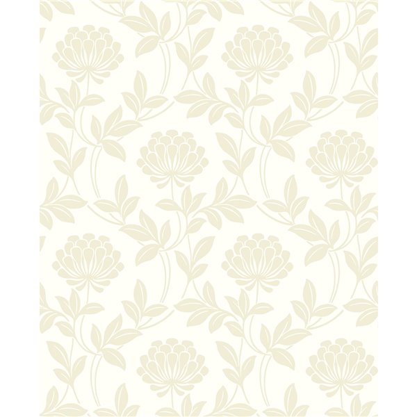 Papier peint non encollé et non tissé Ogilvy Tradition d'Advantage, motif floral, 56,4 pi², crème