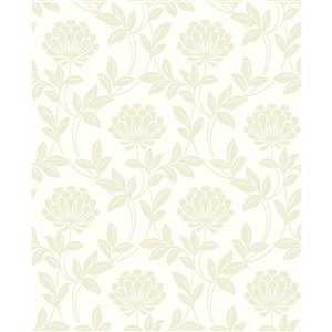 Papier peint non encollé et non tissé Ogilvy Tradition d'Advantage, motif floral, 56,4 pi², crème