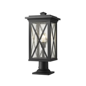 Z-Lite Brookside 21.5-in x 9.5-in Black Hardwired Incandescent Complete Pier-Mounted Light