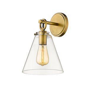 Z-Lite Harper 8-in W 1-Light Rubbed Brass Transitional Wall Sconce