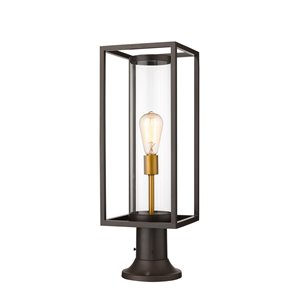 Z-Lite Dunbroch 23.75-in x 8-in Deep Bronze and Outdoor Brass Hardwired Incandescent Complete Pier-Mounted Light