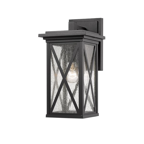 Z-Lite Brookside 15.25-in H Black Hardwired Medium Base (E-26) Outdoor Wall Light
