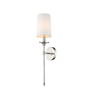 Z-Lite Emily 5.5-in W 1-Light Polished Nickel Transitional Wall Sconce