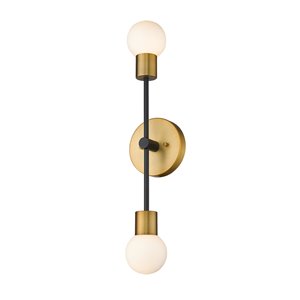 Z-Lite Neutra 6-in W 2-Light Matte Black and Foundry Brass Modern/Contemporary Wall Sconce