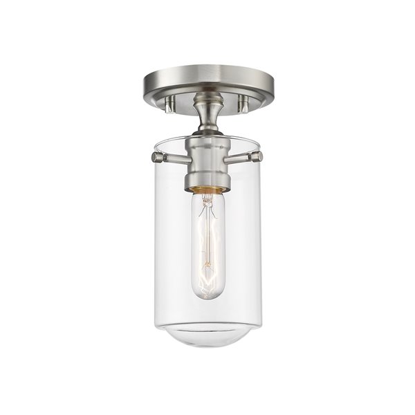 Z-Lite Delaney 5-in Brushed Nickel Transitional Incandescent Flush Mount Light