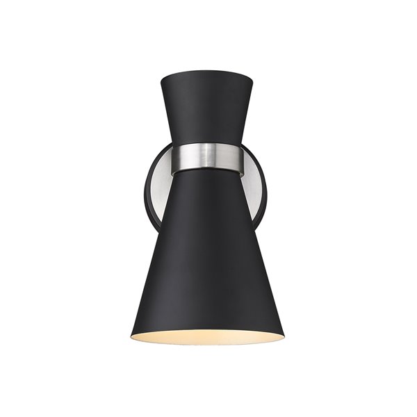 Z-Lite Soriano 5.5-in W 1-Light Matte Black and Brushed Nickel Modern/Contemporary Wall Sconce