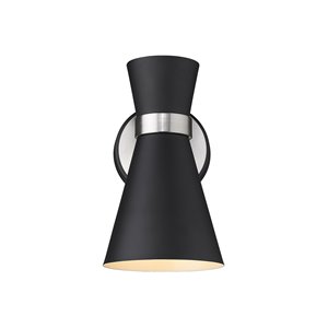 Z-Lite Soriano 5.5-in W 1-Light Matte Black and Brushed Nickel Modern/Contemporary Wall Sconce