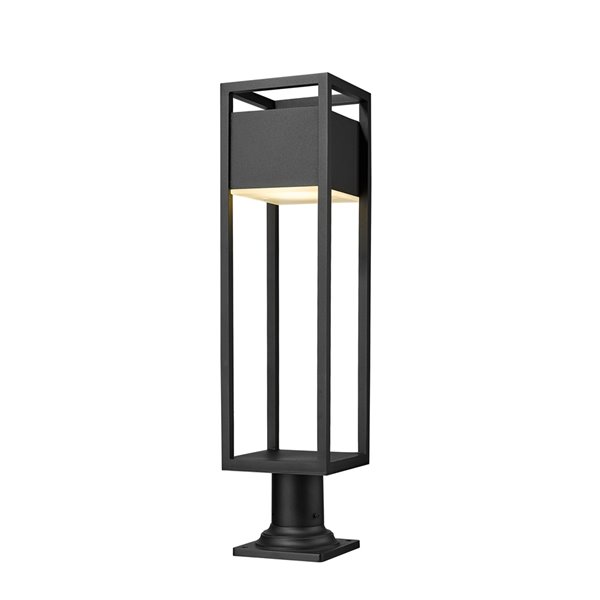 Z-Lite Barwick 29-in x 7-in Black Hardwired Incandescent Complete Pier-Mounted Light