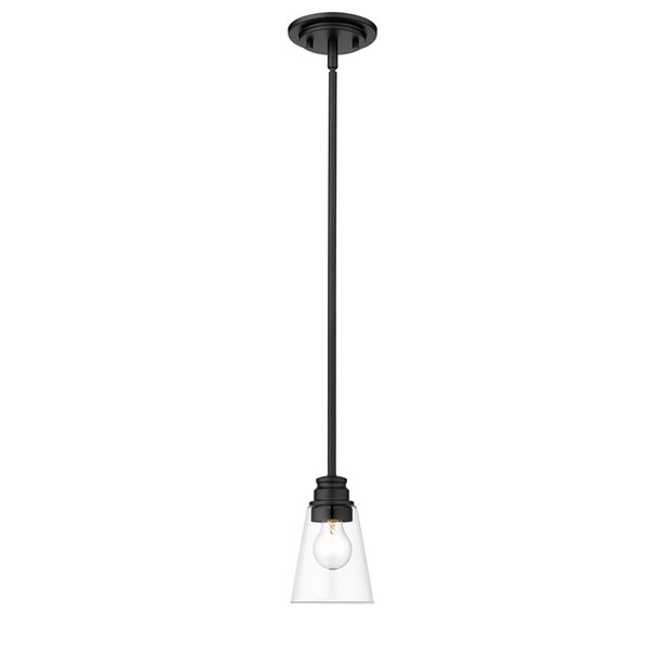 Z-Lite Annora 1-Light Matte Black Modern/Contemporary Clear-Glass Bell Halogen Mini Pendant