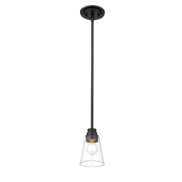 Z-Lite Annora 1-Light Matte Black Modern/Contemporary Clear-Glass Bell Halogen Mini Pendant