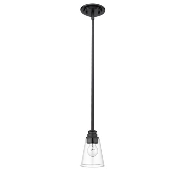 Z-Lite Annora 1-Light Matte Black Modern/Contemporary Clear-Glass Bell Halogen Mini Pendant