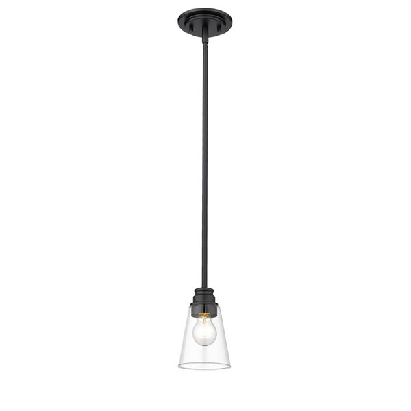 Z-Lite Annora 1-Light Matte Black Modern/Contemporary Clear-Glass Bell Halogen Mini Pendant