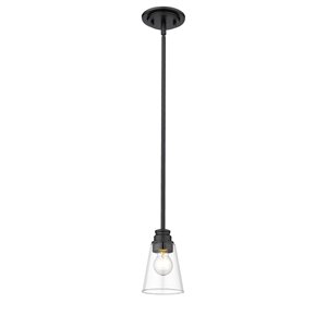 Z-Lite Annora 1-Light Matte Black Modern/Contemporary Clear-Glass Bell Halogen Mini Pendant