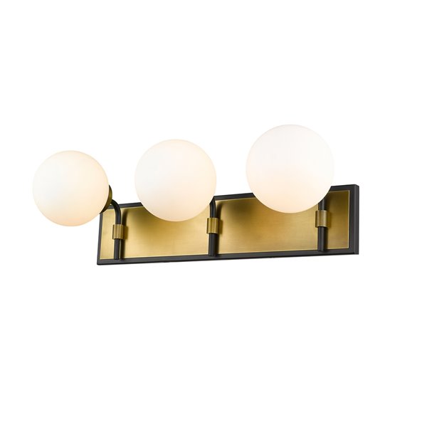 Z-Lite Parsons 3-Light Matte Black and Olde Brass Modern/Contemporary Vanity Light